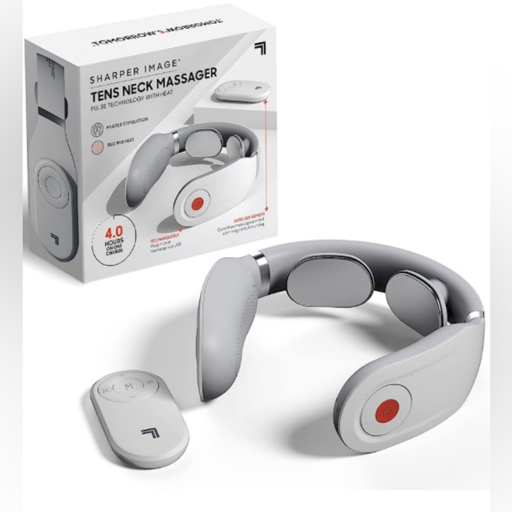 SHARPER IMAGE Neck Tens Muscle Stimulator with Soothing Heat & Wireless Remote
